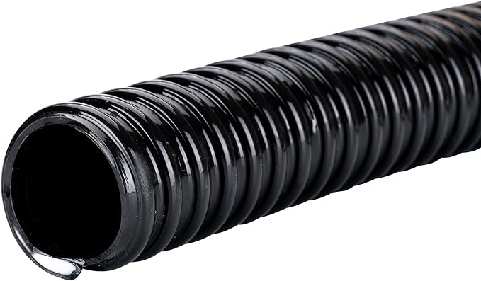 Pond Hose ID 1-1/2” × 50ft Black Corrugated Flexible Reinforced PVC Hose Vinyl Tubing for Pond Pump Fountain Garden Waterfall, Non-toxic & Kinkproof, with 2 clamps-VerdiqueGarden