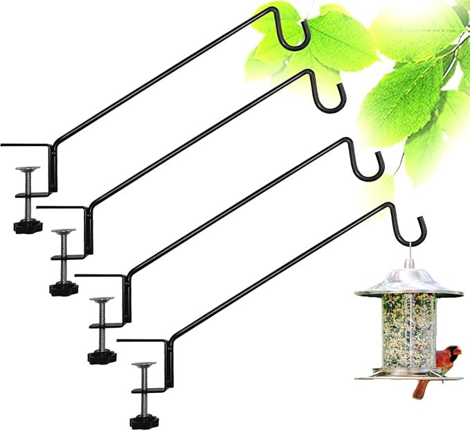 Heavy Duty Deck Bird Feeder Hanger Hook for Railing 13 Inch 4 Pack for Bird Feeders,Planters,Plants Flower Suet Baskets,Lanterns,Wind Chimes Holiday Decoration (4 Pack)-VerdiqueGarden
