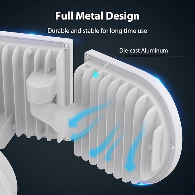 iMaihom 150W Motion Sensor Light Outdoor, 15000LM 6500K LED Security Floodlights, 3 Adjustable Head Motion Detection Light IP65 Waterproof for Yard Garage White 2pack-VerdiqueGarden