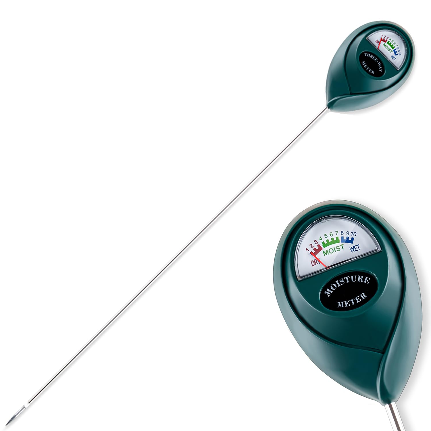 Tennedriv Green Long Probe Soil Moisture Meter for Outdoor Plants, Plant Water Meter for Outdoor Plants,Plant Moisture Meter for Indoor Plants and Outdoor Plants, No Batteries Required-VerdiqueGarden