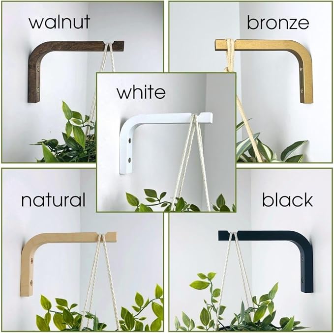 2-Piece Set of Plant Hooks for Wall 6 inch - Mounted Wooden Plant Hook - Indoor and Outdoor Bracket Plant Hanger for Planters, Lanterns, Bird Feeders, Patio Decorations (Natural)-VerdiqueGarden