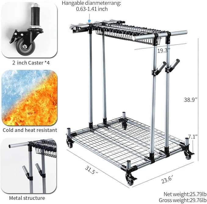 garden tool organizer metal Garage Storage Holder storage large long lawn tools heavy duty tool rack sturdy yard cart yard tool organizer for garage-VerdiqueGarden