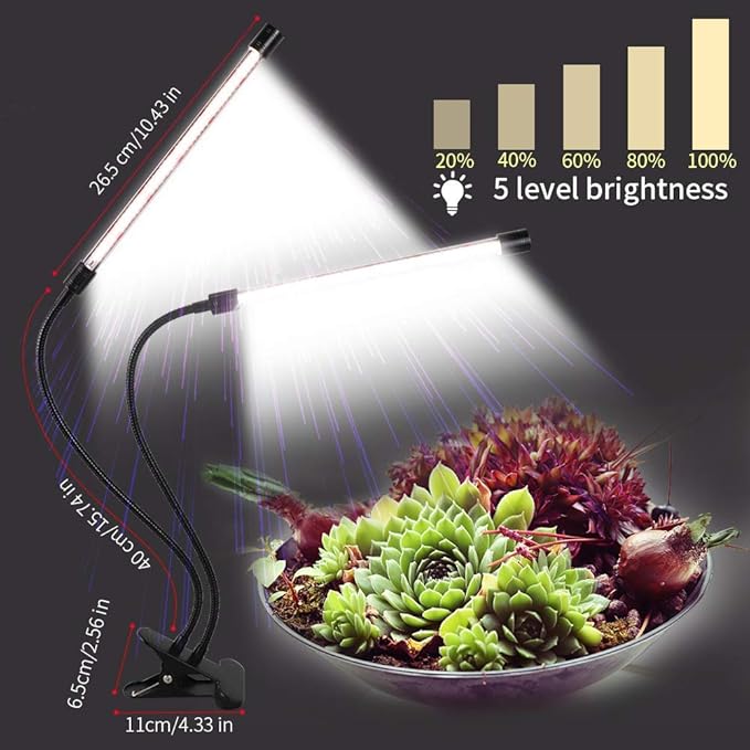 GHodec Grow Light,Full Spectrum White 84 LED Clip Plant Lights for Indoor Plants Growing, 4/8/12H Timer & 5 Dimmable Levels-VerdiqueGarden
