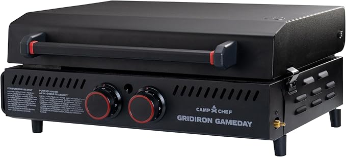 Gridiron Gameday 24" Flat Top Grill – Portable Tabletop Griddle with Hinged Lid, 24,000 BTUs, Flamethrower Ignition, Dual Heat Zones & Adjustable Legs for Tailgating, Camping, Outdoor Cooking-VerdiqueGarden