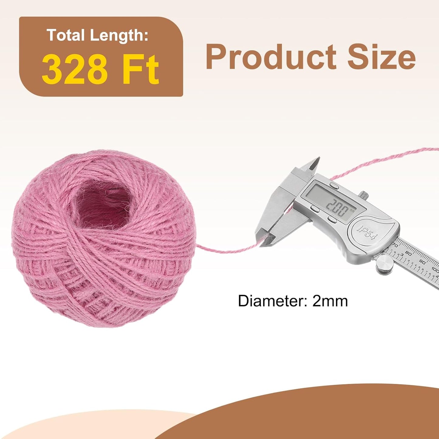 uxcell 328 Feet Natural Jute Twine String,2mm Thin Garden Twine Rope Colored Plant String Cord for DIY Art Crafts Gift Wrapping Decoration Packing Gardening Plant Hanger,Pink-VerdiqueGarden