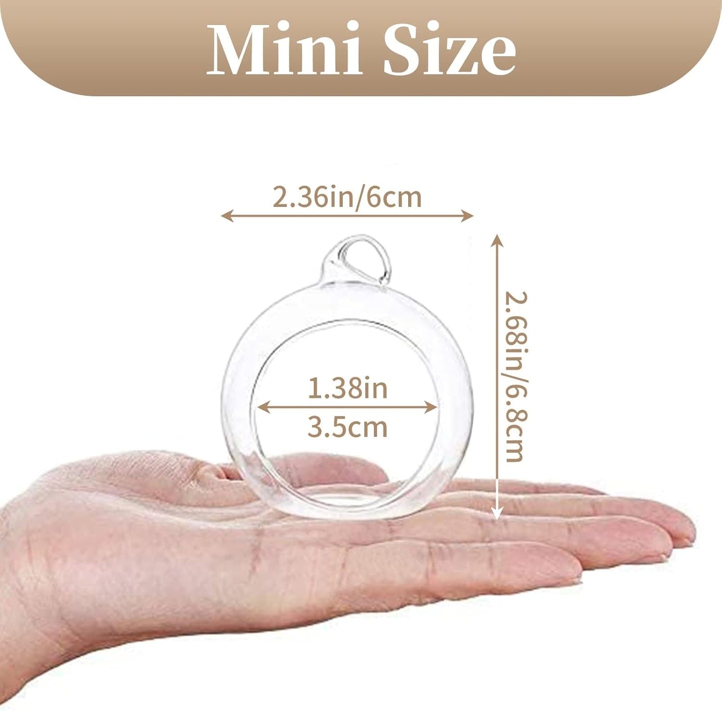 Sziqiqi Hanging Glass Globes Orbs Tea Light Candle Holders fillable with Trinkets for Wedding Ornaments, Wedding Birthday Christmas Party Centerpiece Accessory 2.36inch 10pcs +2 Extra-VerdiqueGarden