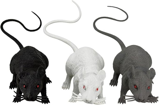 XONOR Halloween DÃcor Set of 3 Realistic Looking Spooky Mice Rats, Super Large Plastic Mouce for Best Halloween Decoration, 3 Colors (White & Black & Grey)-VerdiqueGarden