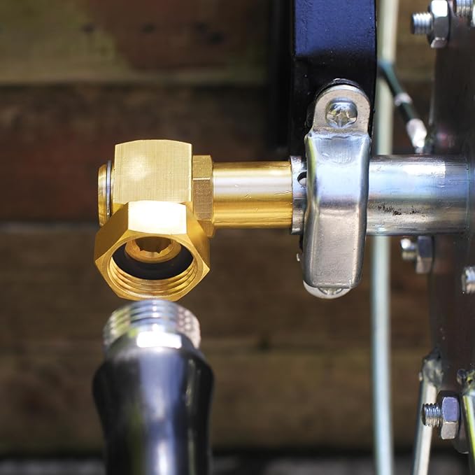 Garden Hose Reel Replacement Fitting,Brass 3/4"GHT Female to 1/2"NPT Male Swivel Elbow adapter (4.72 inches in length 2 piece)-VerdiqueGarden