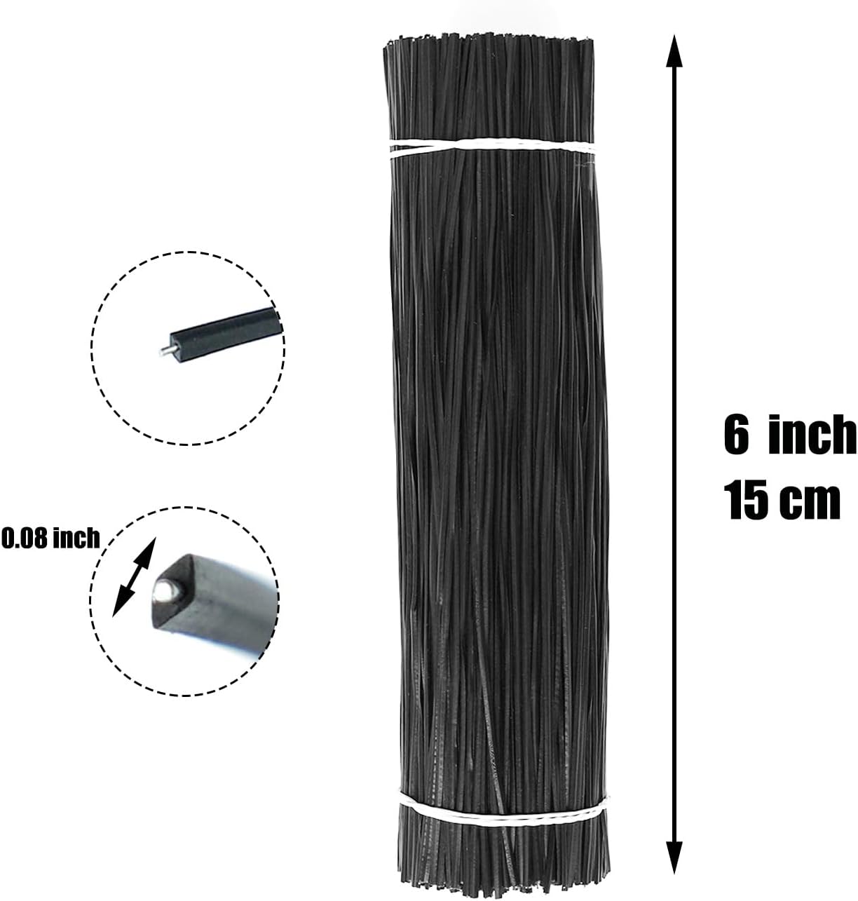 1000 pcs 6 inch Black Cable Twist Ties Plastic Twist Ties with Rugged Metal Innercores Reusable Fastening Cable Cord Wire Ties-VerdiqueGarden