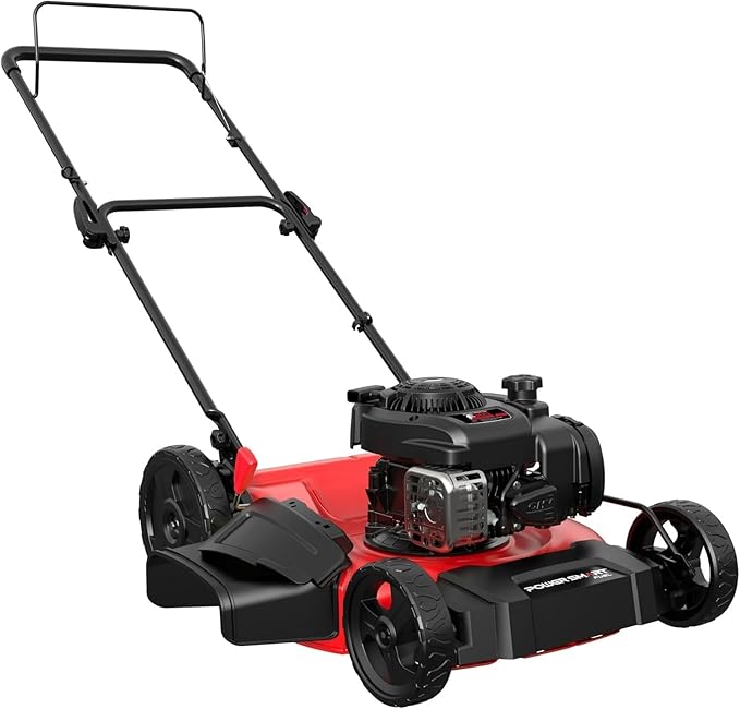 PowerSmart Gas Lawn Mower 21" with B&S 125cc Engine, 2-in-1 Mulching and Side Discharge, Easy Assembly & Lightweight, Cordless Push Lawn Mowers for Garden Yard-VerdiqueGarden