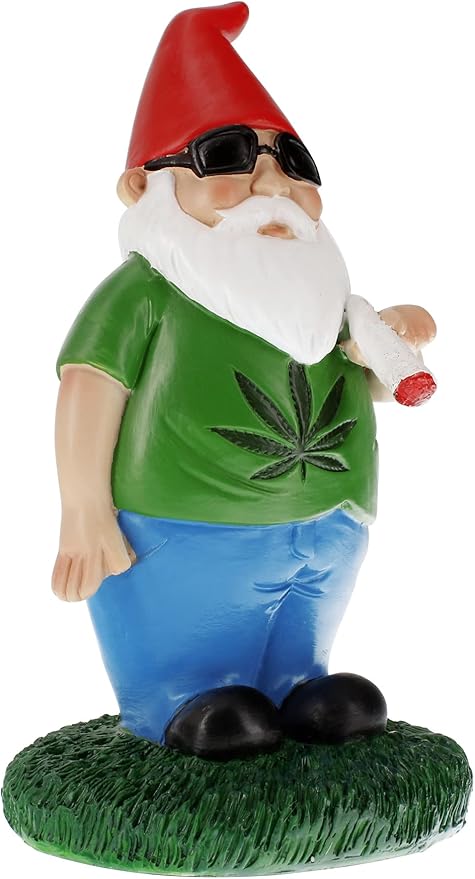 Gnometastic Gnomes Smoking Gnome, 8.5in, Hippie Gnome, Indoor Outdoor Funny Garden Gnomes Decoration for Yard, Planter, Lawn Ornament, Patio and Home Decor-VerdiqueGarden