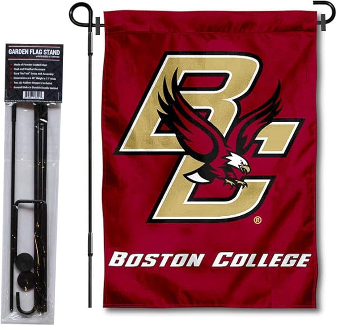 College Flags & Banners Co. Boston College Eagles Garden Flag with Stand Holder-VerdiqueGarden
