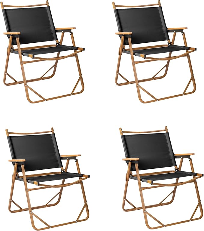 Outvita Portable Folding Camping Chair, 4pcs Ultralight Low Beach Chair, Durable Aluminum Frame Armchairs for Hiking Concert Fishing Picnic, Supports 229Lbs-VerdiqueGarden