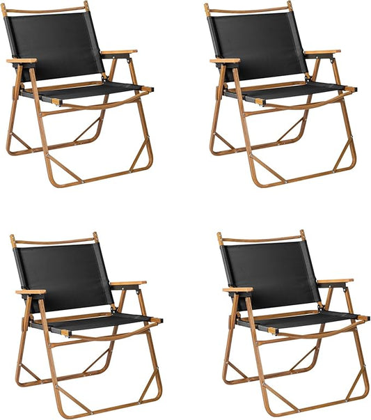 Outvita Portable Folding Camping Chair, 4pcs Ultralight Low Beach Chair, Durable Aluminum Frame Armchairs for Hiking Concert Fishing Picnic, Supports 229Lbs-VerdiqueGarden