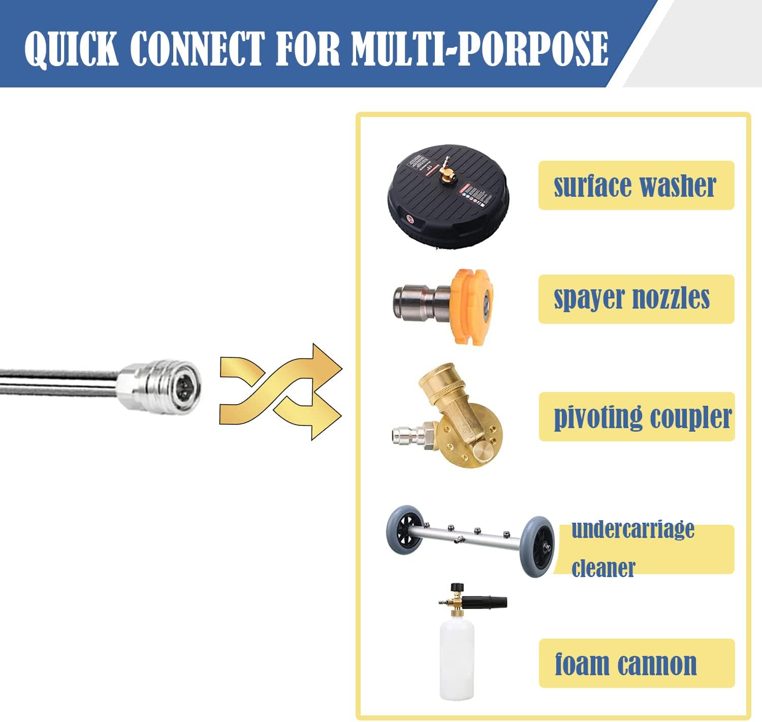 Selkie Long Pressure Washer Extension Wand, 60" Power Washer Extension Wand,Pressure Washer Lance,Stainless Steel Power Washer Extender Wands, 1/4” Quick Connect Fitting, 4000 PSI-VerdiqueGarden