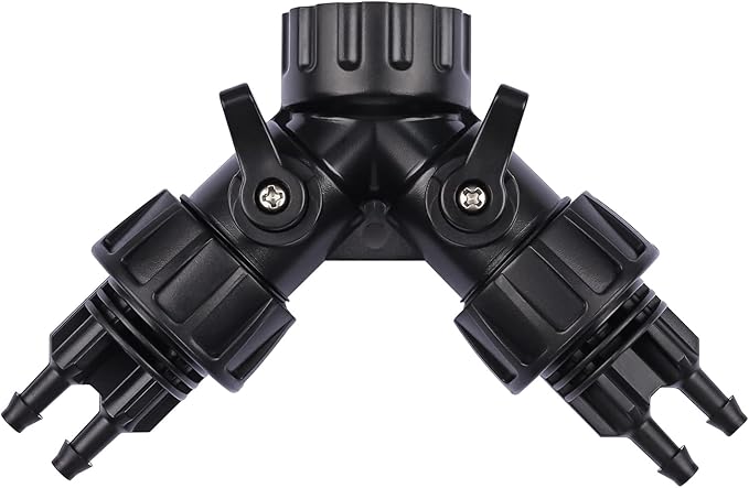 1/4 Inch Drip Irrigation Tubing to Faucet Adapter Connector, 2 Way Y Splitter for 3/4" Inch Garden Hose to 1/4 Inch Drip Irrigation Hose-VerdiqueGarden