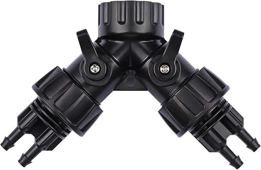 1/4 Inch Drip Irrigation Tubing to Faucet Adapter Connector, 2 Way Y Splitter for 3/4" Inch Garden Hose to 1/4 Inch Drip Irrigation Hose-VerdiqueGarden
