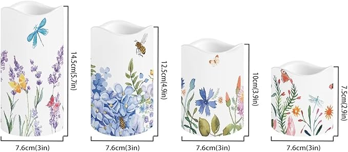 Ystardream Lavender Orchid LED Flameless Candles with Remote and Timer, Battery Operated Flickering for Festival Wedding Home Party Decor 4pcs-VerdiqueGarden