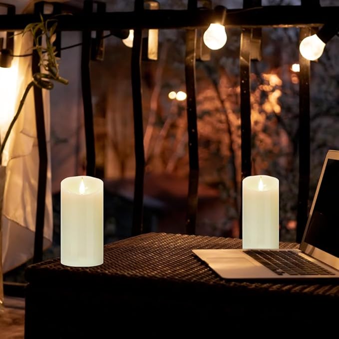Tappovaly Flameless Flickering Battery Operated Candles 2pack Real Wax Pillar LED Candles with 10-Key Remote Control and 24 Hours Timer for Wedding, Party, Home Decoration (Ivory)-VerdiqueGarden