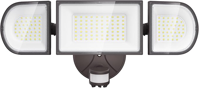 iMaihom 100W Motion Sensor LED Security Light, 9000LM Super Bright Flood Lights Outdoor, 6500K Exterior Floodlight, IP65 Waterproof, 3 Head Adjustable Motion Detector Light for Yard Garage (Brown)-VerdiqueGarden