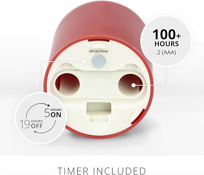 Luminara Outdoor Votive Flameless LED Candle, Cherry Red 2" x 3.2", Moving Flame Battery Operated Timer Remote Ready IPX4 Matte Plastic Finish-VerdiqueGarden