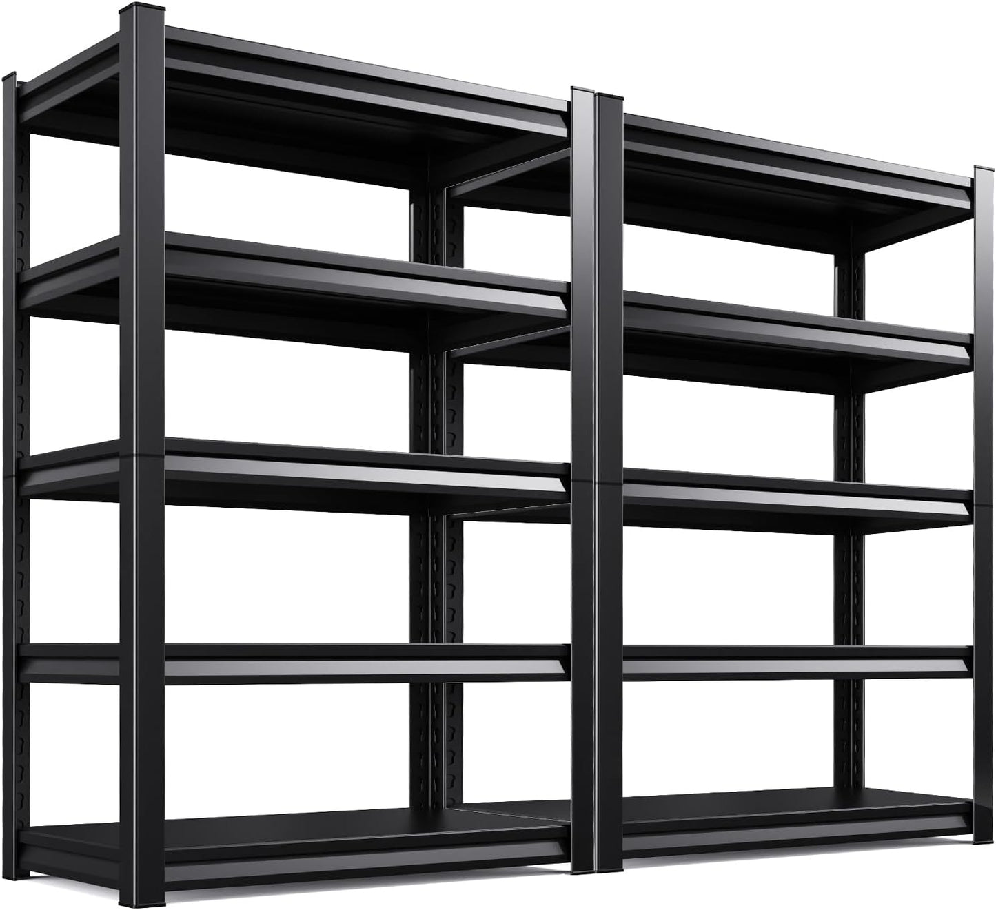 Garage Shelving 3000lb Heavy Duty Shelving Adjustable Metal Shelvings Garage Storage Shelves 5 Tier Utility Shelvin Unit Metal Shelf Rack for Basement Industrial Black 72''H*46''W*20''D,2 Pack-VerdiqueGarden