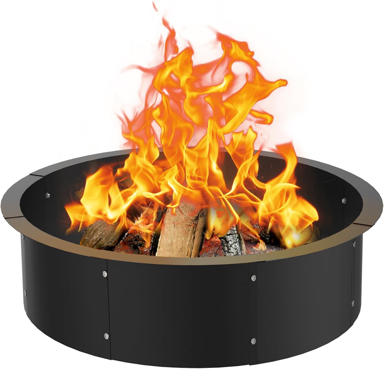 36 Inch Inner Round Fire Pit Ring Insert for Outside Wood Burning, 40 Inch Outer 36 Inch Inner DIY Outdoor Fire Pit Liner Ring for Garden, Patio, Backyard or Camping, 1.5mm Thick Metal Steel-VerdiqueGarden