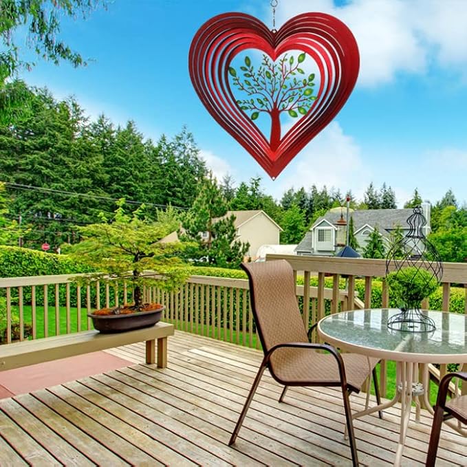 Heart Wind Spinners for Yard and Garden, Metal Ornaments for Garden Décor, Outdoor Wind Spinner, Heart Décor Gifts, Outdoor Garden Decoration, 12 inch Heart Wall Décor by ISEO-VerdiqueGarden