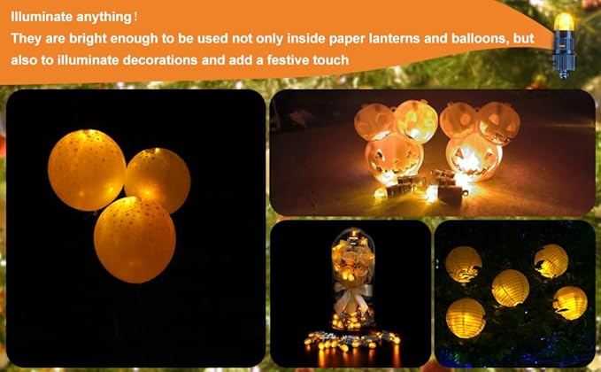 SumDirect Pack of 12 LED Mini Non-Blinking Lights for Paper Lanterns Balloons Floral Wedding Halloween Christmas Party Decoration Centerpieces (12, Orange Yellow)-VerdiqueGarden