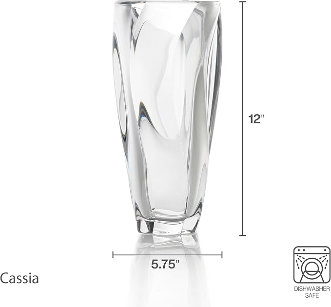 Mikasa Cassia Crystal Glass Vase, 12 Inch-VerdiqueGarden