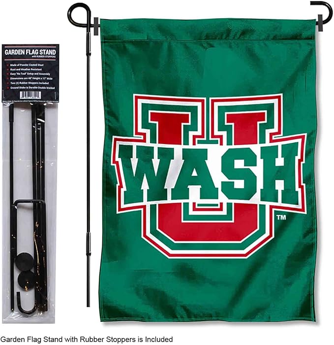 College Flags & Banners Co. Washington St. Louis Bears Dual Logo Garden Flag with Pole Stand Holder-VerdiqueGarden
