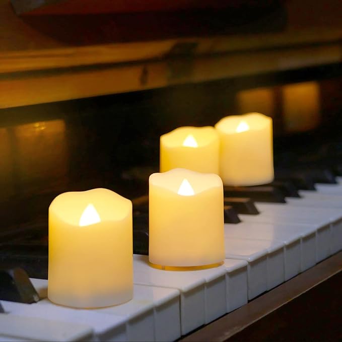 12 PCS Rechargeable Candles Flameless Tea Lights with Remote, USB LED Tealights with Timer Flickering Fake Candle, Votive Tea Light for Halloween, Holiday, Christmas, Party, Home Decorations-VerdiqueGarden