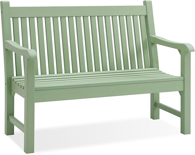 Psilvam Garden Bench, 2-Person Poly Lumber Patio Bench, All-Weather Outdoor Bench That Never Rot, Memorial Bench, Suit for Garden, Porch and Park (Green)-VerdiqueGarden