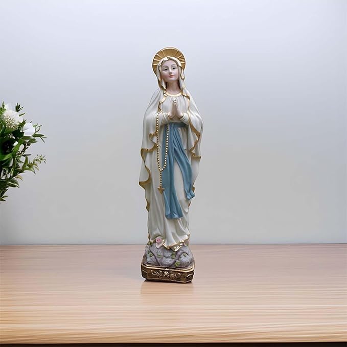 MeritMode 15" H Virgin Mary Praying Statue - Lourdes Catholic Collectible Figurine, Blessed Mother Figurine, Ideal Religious Gift for Home Décor & Outdoor Garden Decorations-VerdiqueGarden
