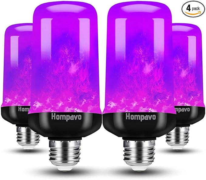 Hompavo 【Upgraded LED Flame Light Bulbs Halloween Decorations, 4 Modes Flickering Light Bulbs with Upside Down Effect, E26/E27 Flame Bulb for Christmas Party Home Indoor & Outdoor (4 Pack)-VerdiqueGarden