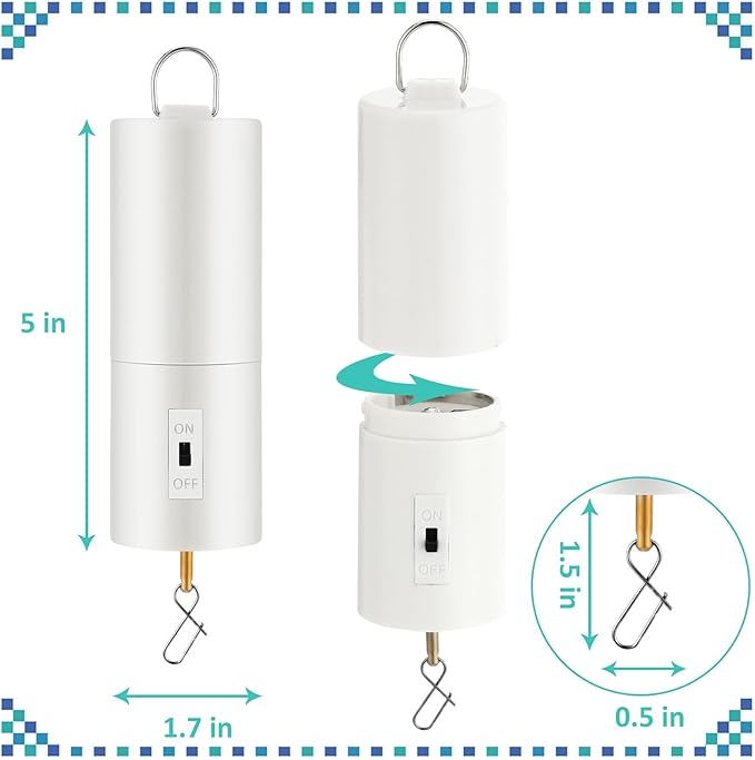 Therwen 6 Pcs Ornament Spinner Battery Operated Wind Spinner Motor Rotator Disco Ball Motor Outdoor Hanging Ornament for Halloween Mardi Gras Decoration, No Battery(White)-VerdiqueGarden