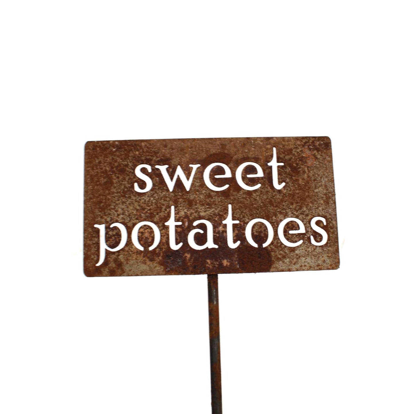 Classic Metal Garden Markers 19 Inches Tall (sweet potatoes, Naturally Rusted)-VerdiqueGarden