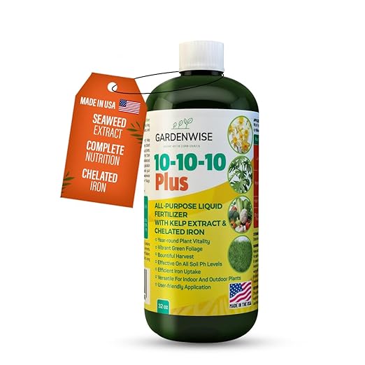 10-10-10 Fertilizer for All Purpose Plants - Liquid Fertilizer with Seaweed Kelp & Iron - Plant Food Outdoor & Indoor Plant Food, Vegetables, Flowers, Lawn & Garden 10 10 10 Fertilizer 32oz-VerdiqueGarden