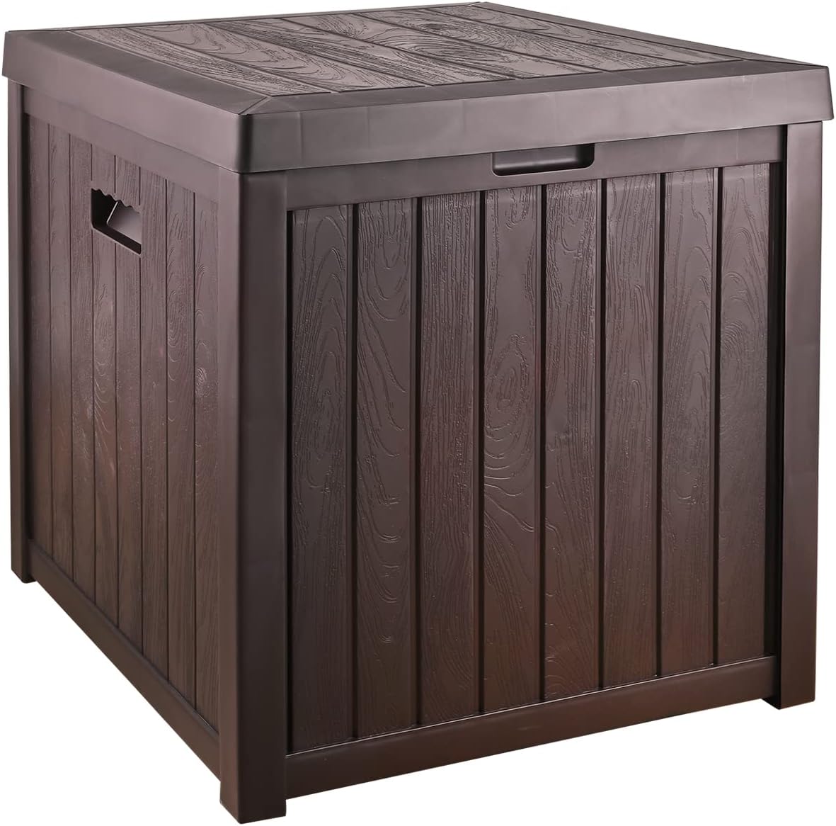 Deck Box, 51 Gallon Front Porch Package Bin Delivery Box for Outside, Small Patio Outdoor Storage Boxes Waterproof, UV Resistant Plastic Resin Pool Storage Bins with lids, Brown-VerdiqueGarden