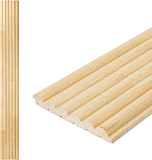 Art3d 4 Pc 96"x5.7" Wood Slat Wall Panel for Interior, Ceiling and Decoration, Semi-Cylinder Design, 15.2 SqFt-VerdiqueGarden