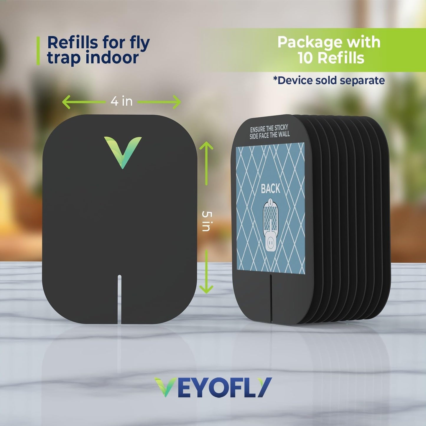 VEYOFLY Fly Trap Indoor Refill, Fruit Fly Traps, Gnat Traps for House,Fly Catcher, Fly Trap,Plug in Catch for Fruit Flies,Moths,Gnats, Mosquito Trap (Pack of 10 Refills-Black)-VerdiqueGarden