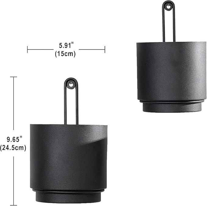 2 Pcs Wall Mounted Hanging Planters for Indoor and Outdoor Plants Wall Hanging Planters for Indoor Plants Modern Wall and Ceiling Planter Minimalist Flower Pot (Black-1, 5.91 inch)-VerdiqueGarden