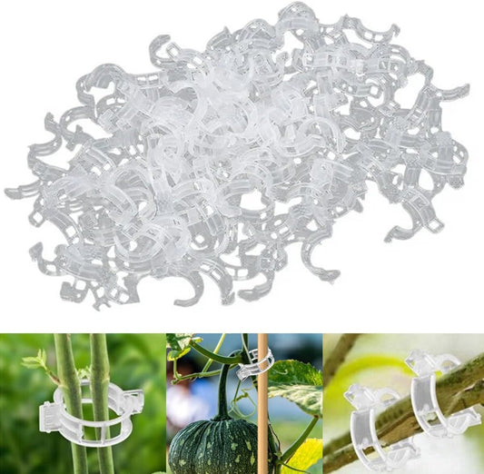 150 PCS Secured Plastic Plant Clip, Plant Support Clips, Garden Clips for Climbing Plants, Plastic Trellis Clips Plant Support Clips Tomato Grape Vine Vegetables Plant Fixing Clips (150, White)-VerdiqueGarden