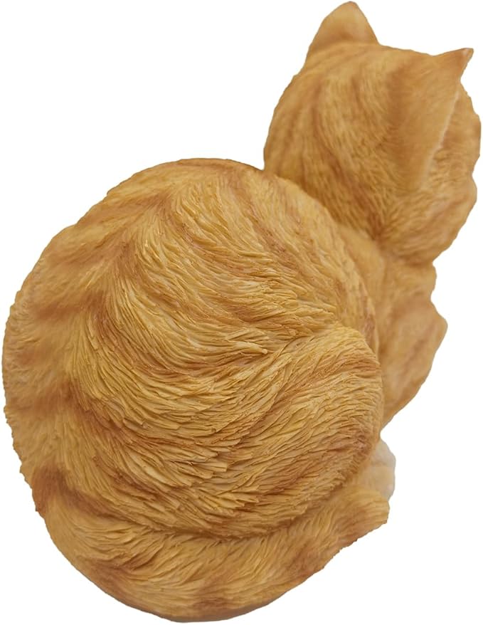 Sleeping Orange Tabby Cat Garden Statue Decor, Resin Realistic Sculptures Gift for Cat Lovers, Pet Memorial Stones for Loss of Pet, Kitty Figurine Art Decoration for Gardens, Patios and Lawns-VerdiqueGarden