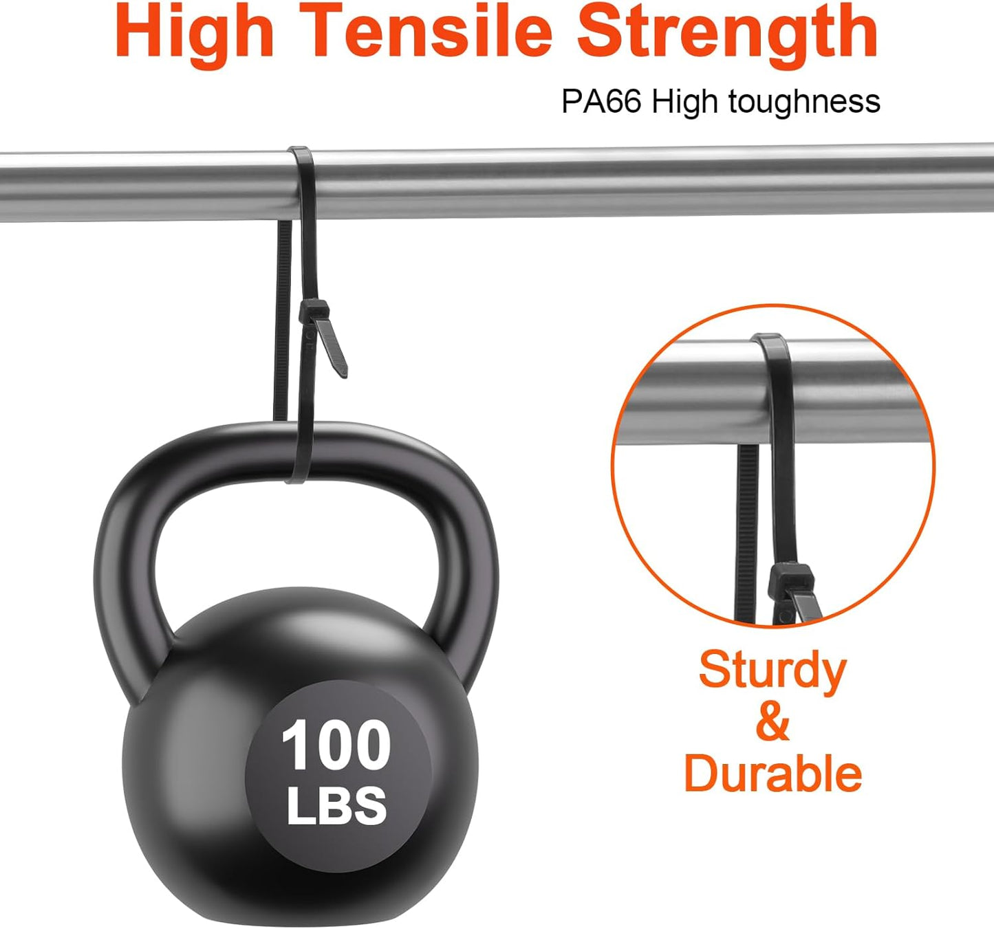 18 Inch Anti Withdrawal Zip Ties 100 LBS Tensile Strength Heavy Duty Cable Wire Ties With Self-Locking Adjustable More Durable Nylon Tie Wraps for Indoor Outdoor（100 Pack）-VerdiqueGarden