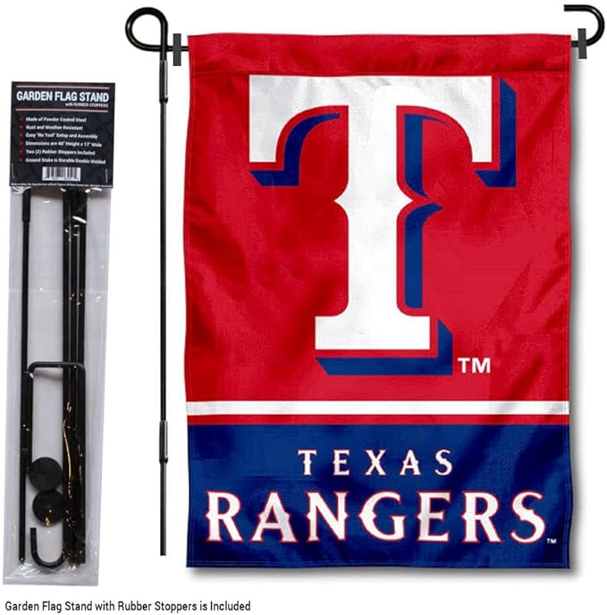 WinCraft Texas Rangers Garden Flag with Stand Holder-VerdiqueGarden