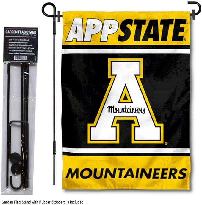 College Flags & Banners Co. Appalachian State Mountaineers Garden Flag with Stand Holder-VerdiqueGarden