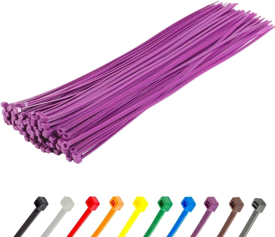 GTSE 14 Inch Purple Zip Ties, 100 Pack, 50lb Strength, UV Resistant Long Nylon Cable Ties, Self-Locking 14" Tie Wraps-VerdiqueGarden