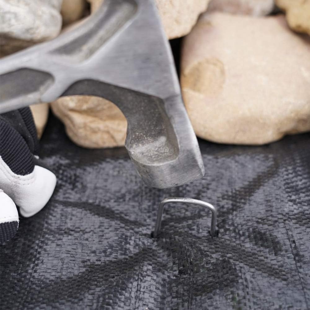 100 Pack 12" Garden Stakes Pins,Heavy Duty Garden Landscape Staples Stakes Pins Galvanized Landscape Fabric Staples Sod Ground Staple for Anchoring Weed Barrier Fabric-VerdiqueGarden