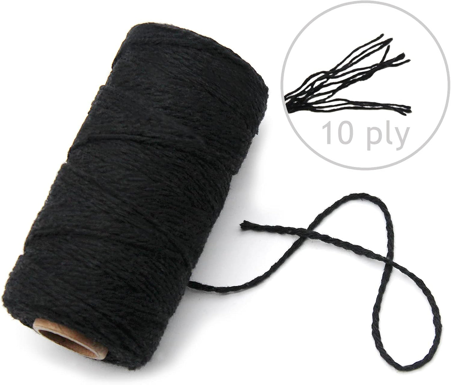 Anvin 984 Feet Cotton Jute Twine Pack - Natural, Black (Pack of 3, 10 Ply, 2mm Thick) for Bakers, Butchers, Arts & Crafts, Gardening-VerdiqueGarden